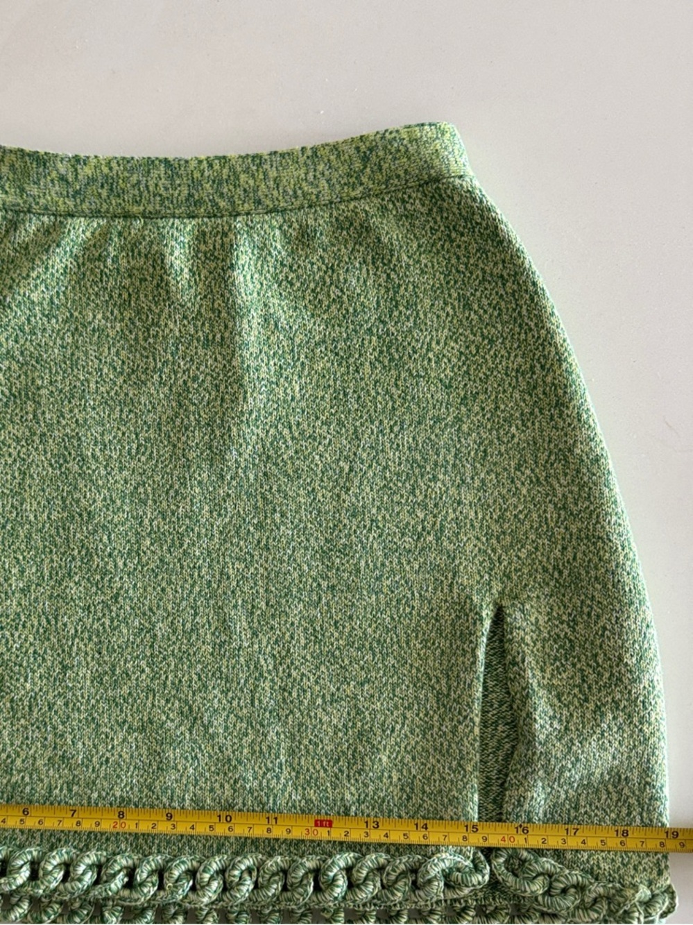 Bottega Veneta Green Tweed Mini Skirt with Braided Hem - Picture 7 of 8